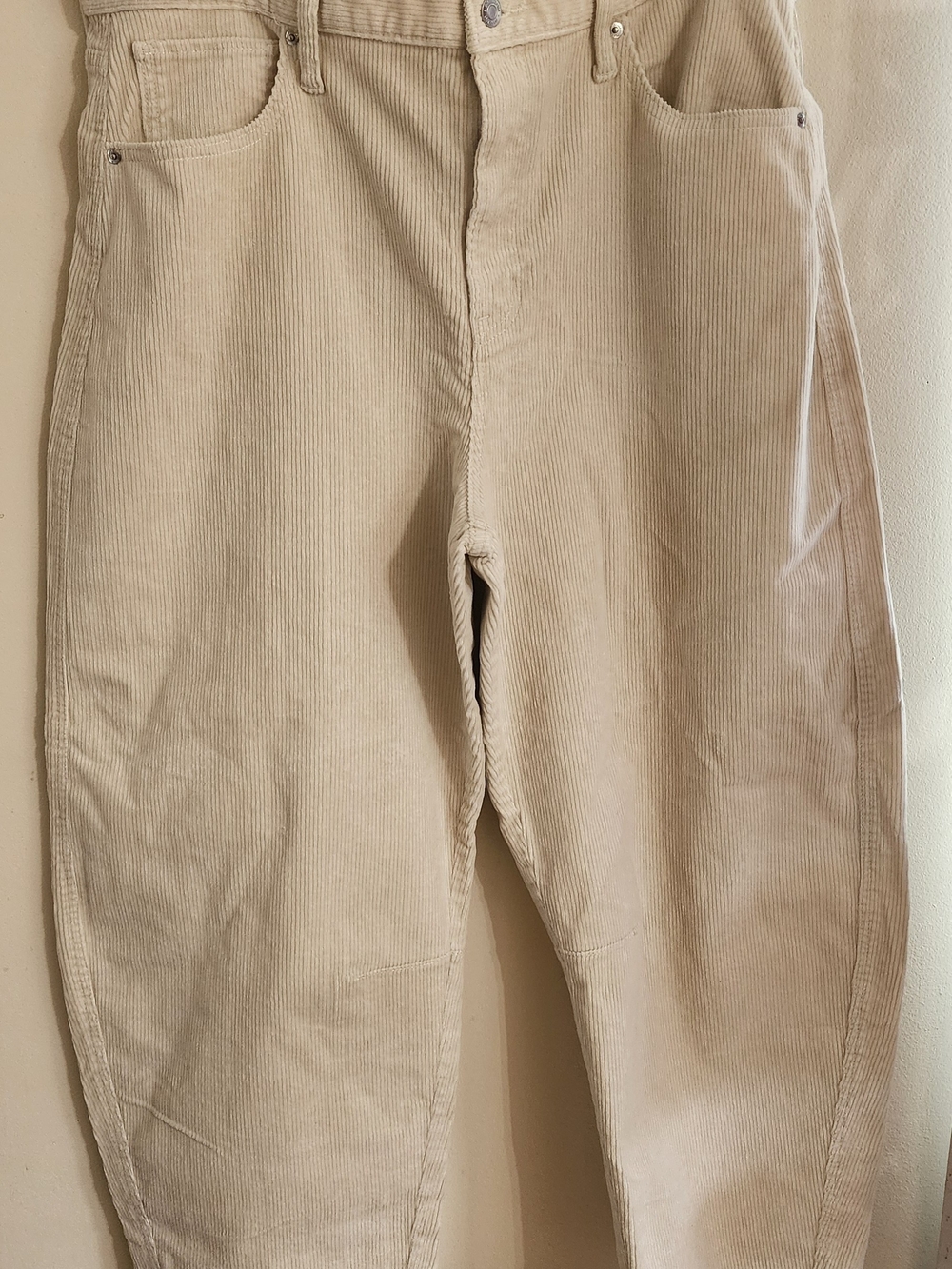 NWT GAP High Rise Barrel Corduroy Pants Off-White Cream Size 16/33R